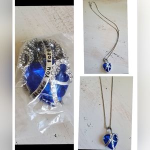 New blue Saphirre color "Love you forever" heart necklace.